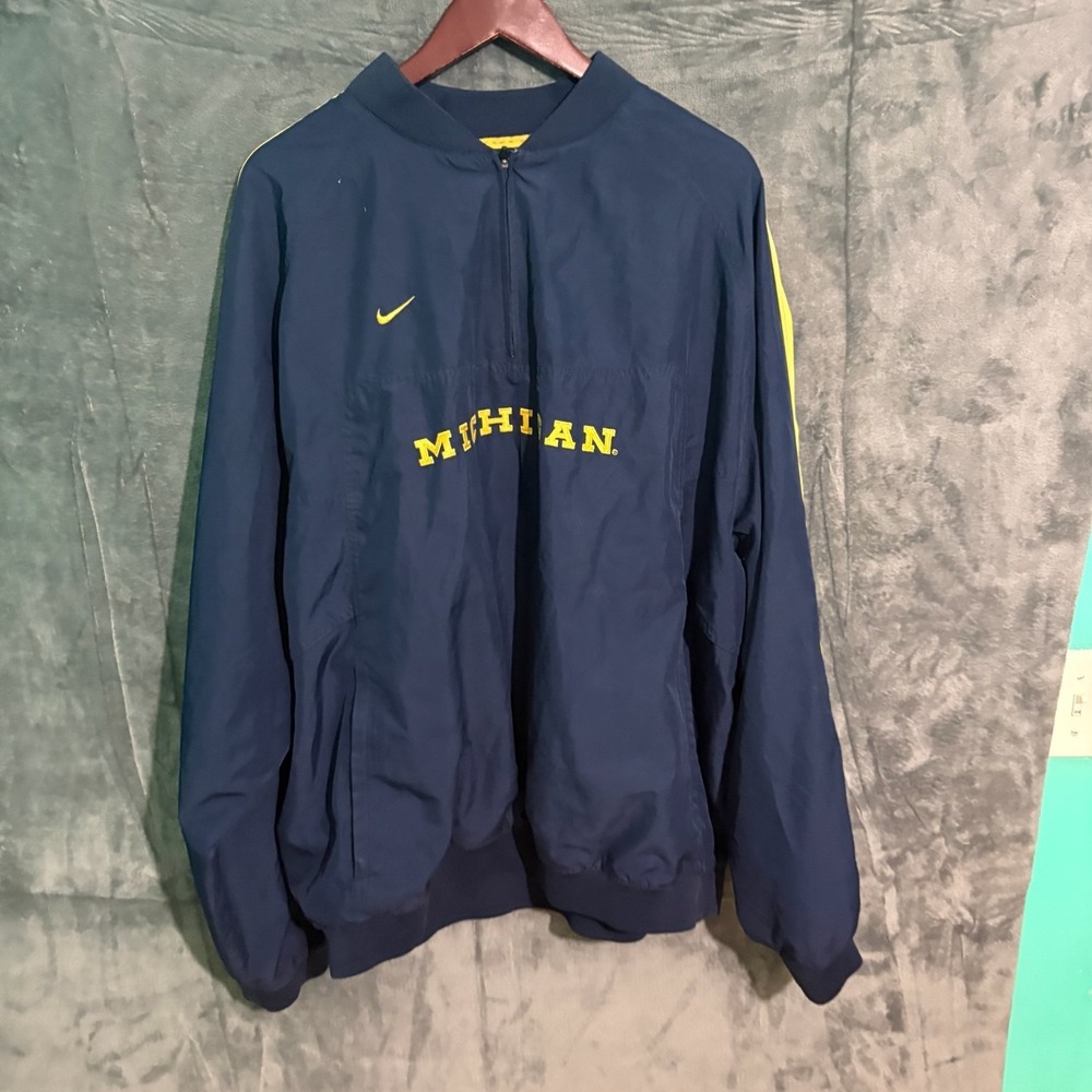 Vintage Nike Sweater Mens 2XL Michigan 1/4 Zip Blue Y2K University State